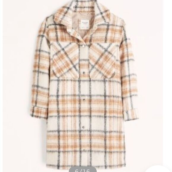 Abercrombie & Fitch | Unisex Street Style Plain Logo Outerwear Plaid Cream/Beige - Picture 1 of 10